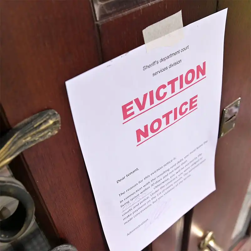 eviction notice taped to a door