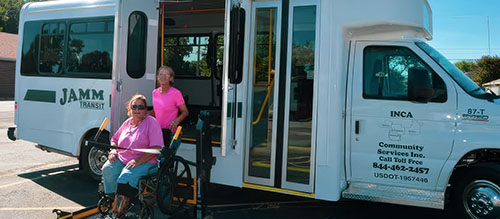 JAMM Transit bus in Oklahoma serving a wheelchair passenger